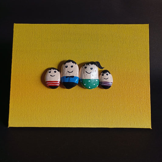 Family (Two Boys) Pebbles Art Horizontal Frame