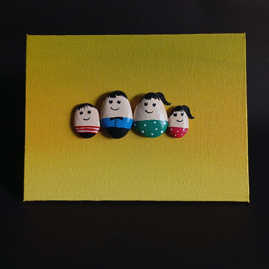 Family (Boy & Girl) Pebbles Art Horizontal Frame