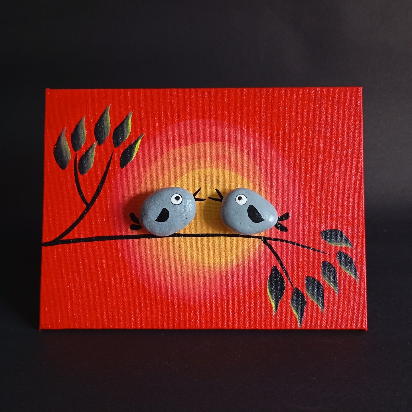 Romantic Lovebirds at Sunset Pebbles Art Frame
