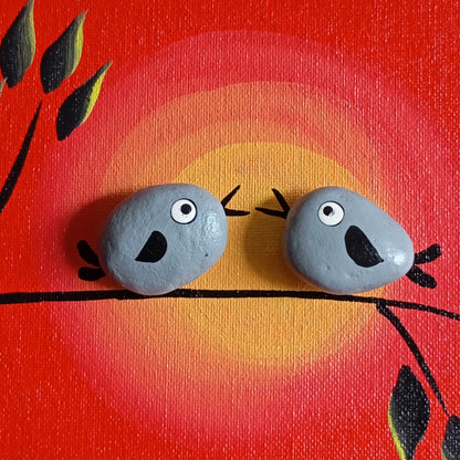 Romantic Lovebirds at Sunset Pebbles Art Frame