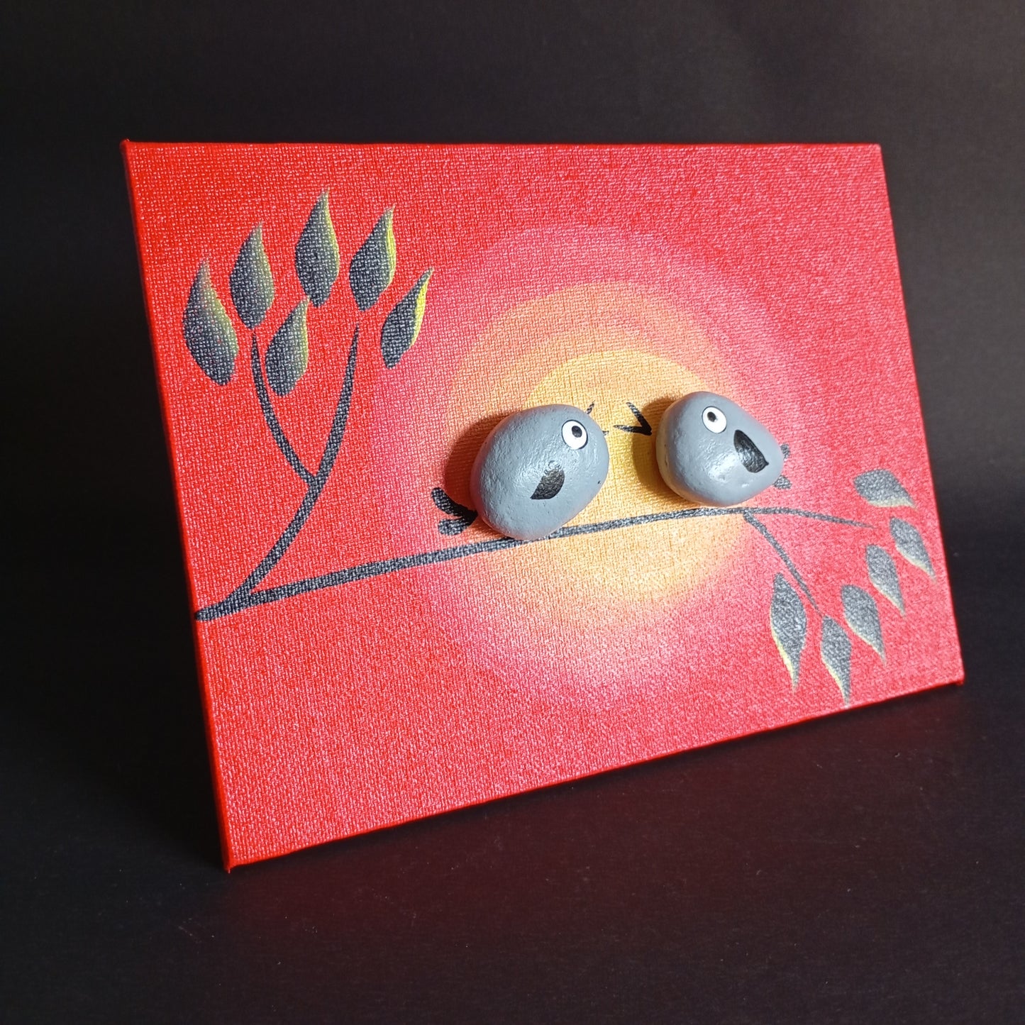 Romantic Lovebirds at Sunset Pebbles Art Frame