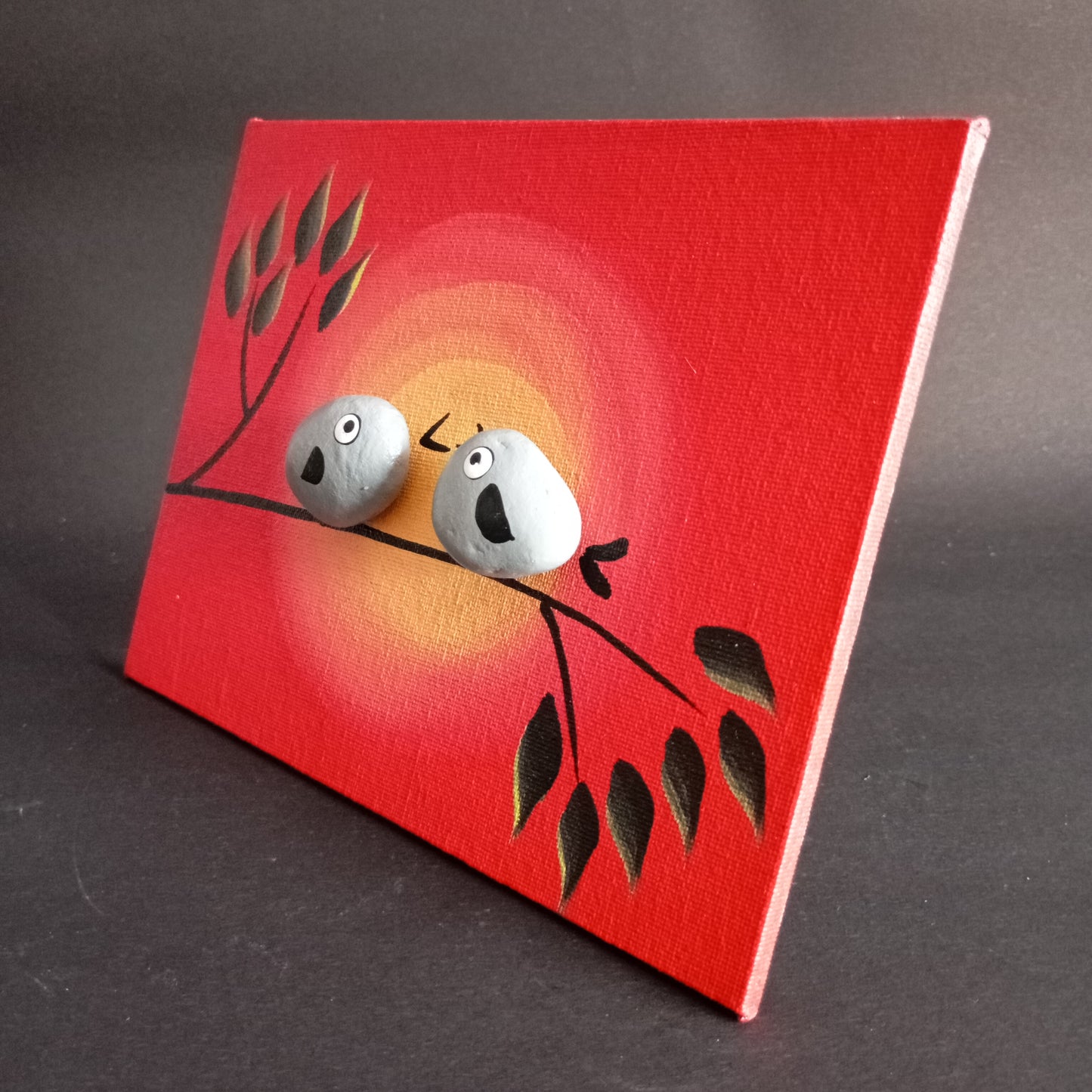 Romantic Lovebirds at Sunset Pebbles Art Frame
