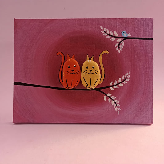 Cat Pebbles Art Horizontal Frame
