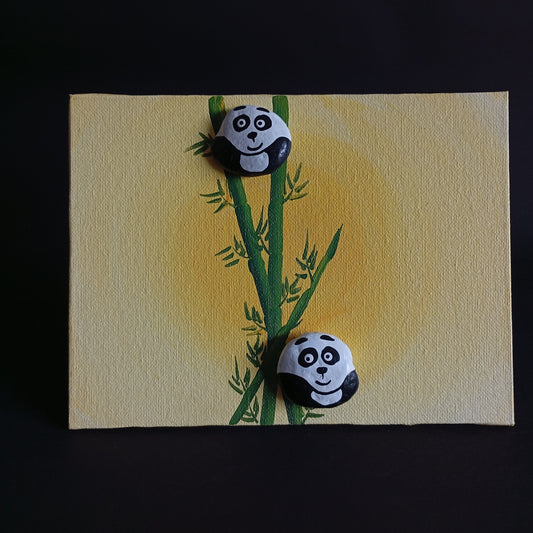 Panda Pebbles Art Horizontal Frame