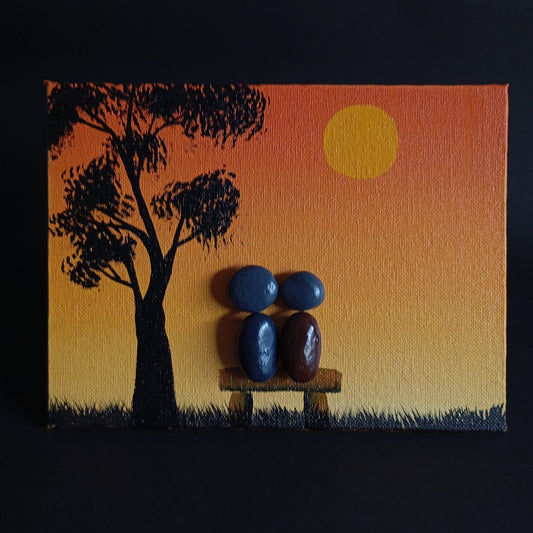 Sunset Pebbles Art Frame