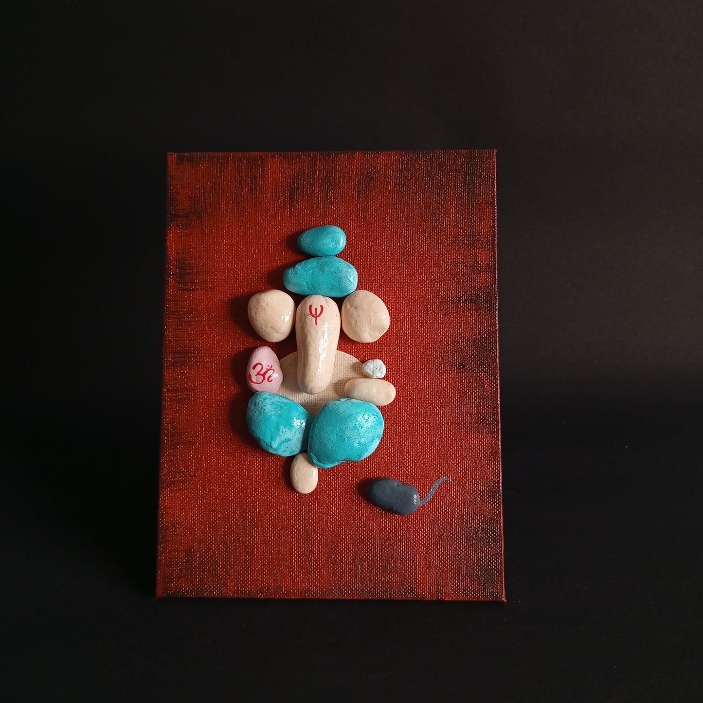 Lord Ganesha Pebbles Art Vertical Frame