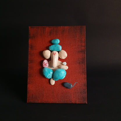 Lord Ganesha Pebbles Art Vertical Frame