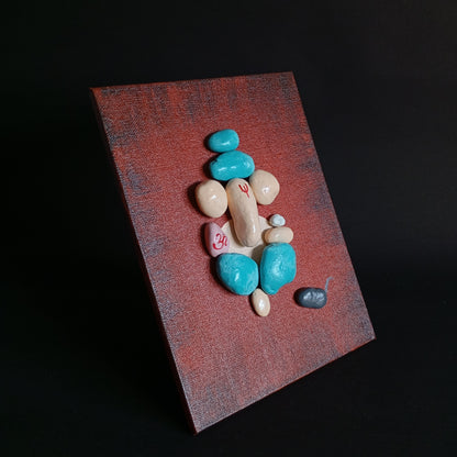 Lord Ganesha Pebbles Art Vertical Frame