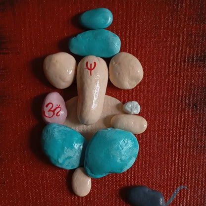 Lord Ganesha Pebbles Art Vertical Frame