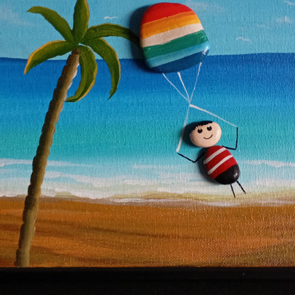 Boy on Beach Pebbles Art Frame