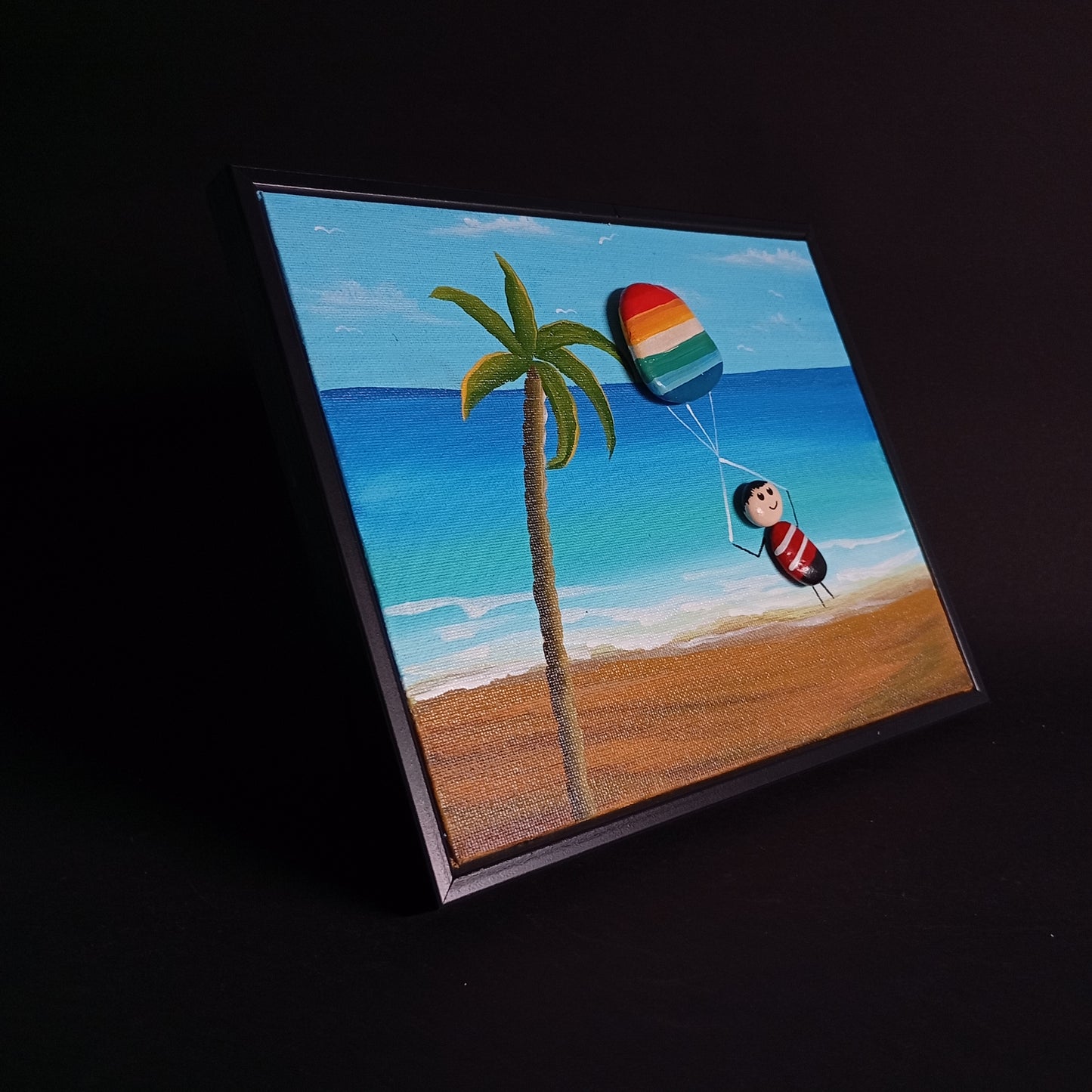 Boy on Beach Pebbles Art Frame