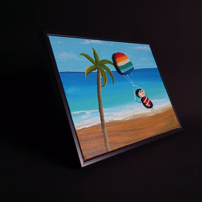 Boy on Beach Pebbles Art Frame
