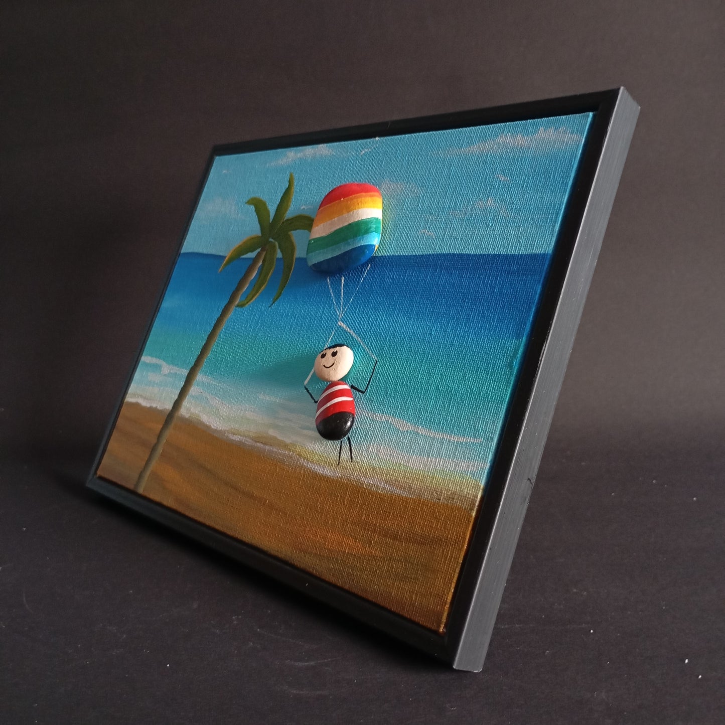 Boy on Beach Pebbles Art Frame