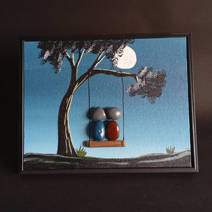 Moonlight Couple in Zula Pebbles Art Frame