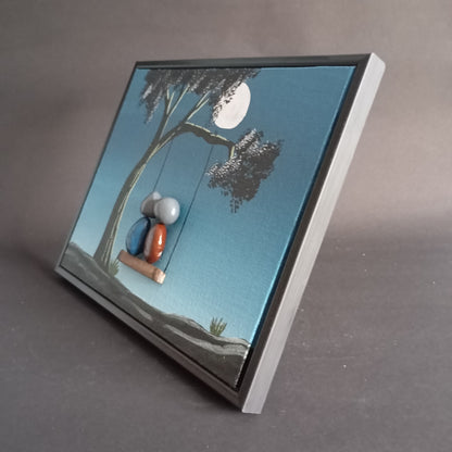 Moonlight Couple in Zula Pebbles Art Frame