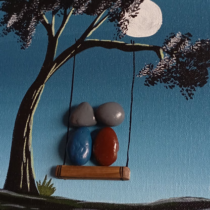 Moonlight Couple in Zula Pebbles Art Frame