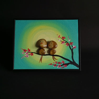 Lovebird Pebbles Art Frame