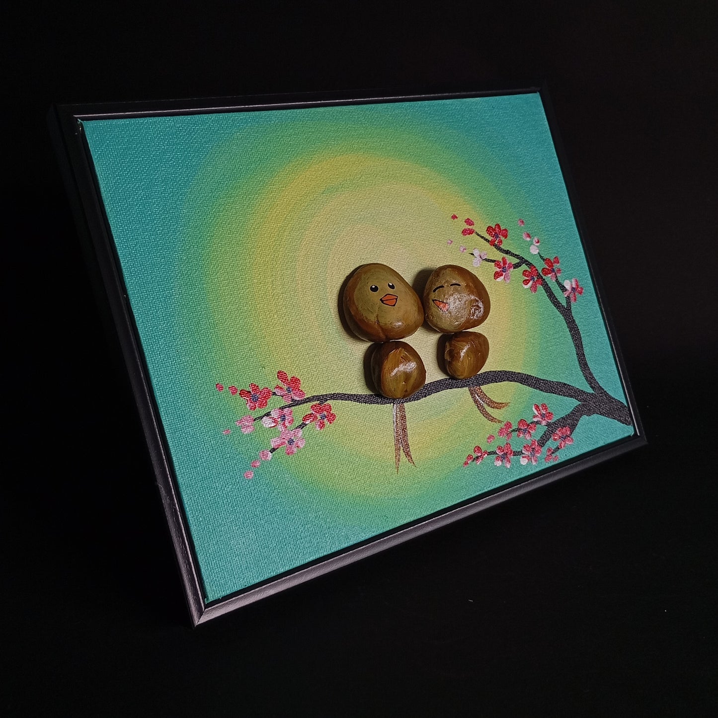Lovebird Pebbles Art Frame