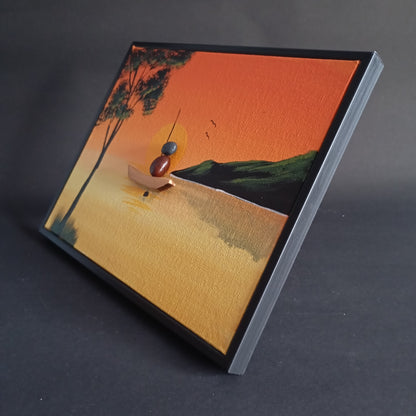 Boat Pebbles Art Frame