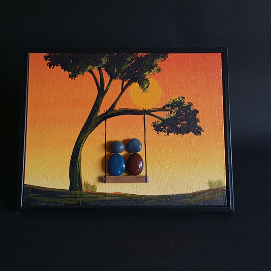 Couple in Zula (Sunlight) Pebbles Art Frame