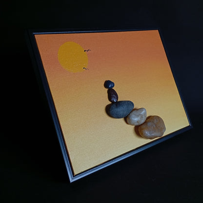 Sunrise Pebbles Art Frame