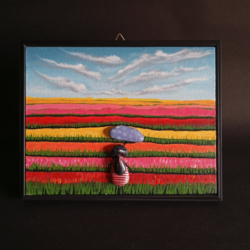 Tulip Farmland Pebbles Art Frame