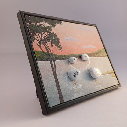 Cranes Pebbles Art Frame | 100% Handcrafted
