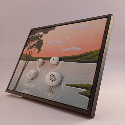Cranes Pebbles Art Frame | 100% Handcrafted