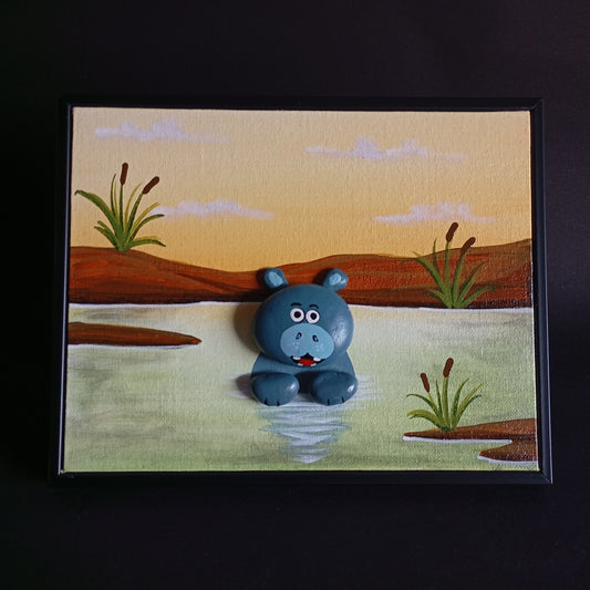 Hippo Pebbles Art Frame