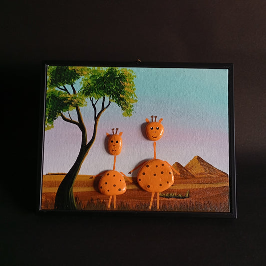 Giraffe Pebbles Art Frame