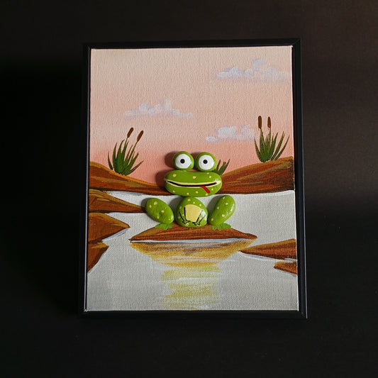 Froggy Pebbles Art Frame