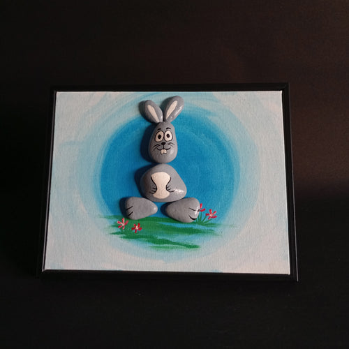 Bunny Pebbles Art Frame