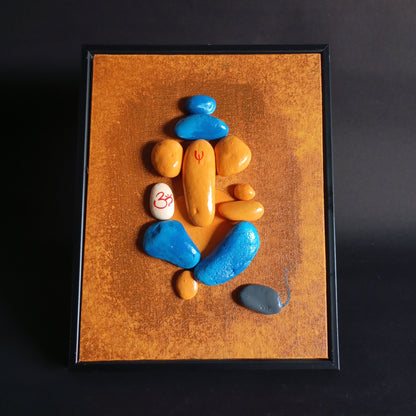 Lord Ganesha Pebbles Art Frame