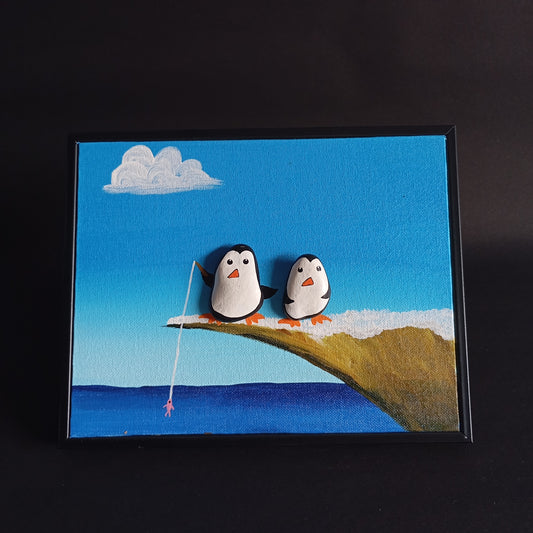 Penguin Pebbles Art Frame