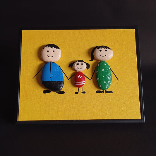 Family Girl Pebbles Art Big Frame