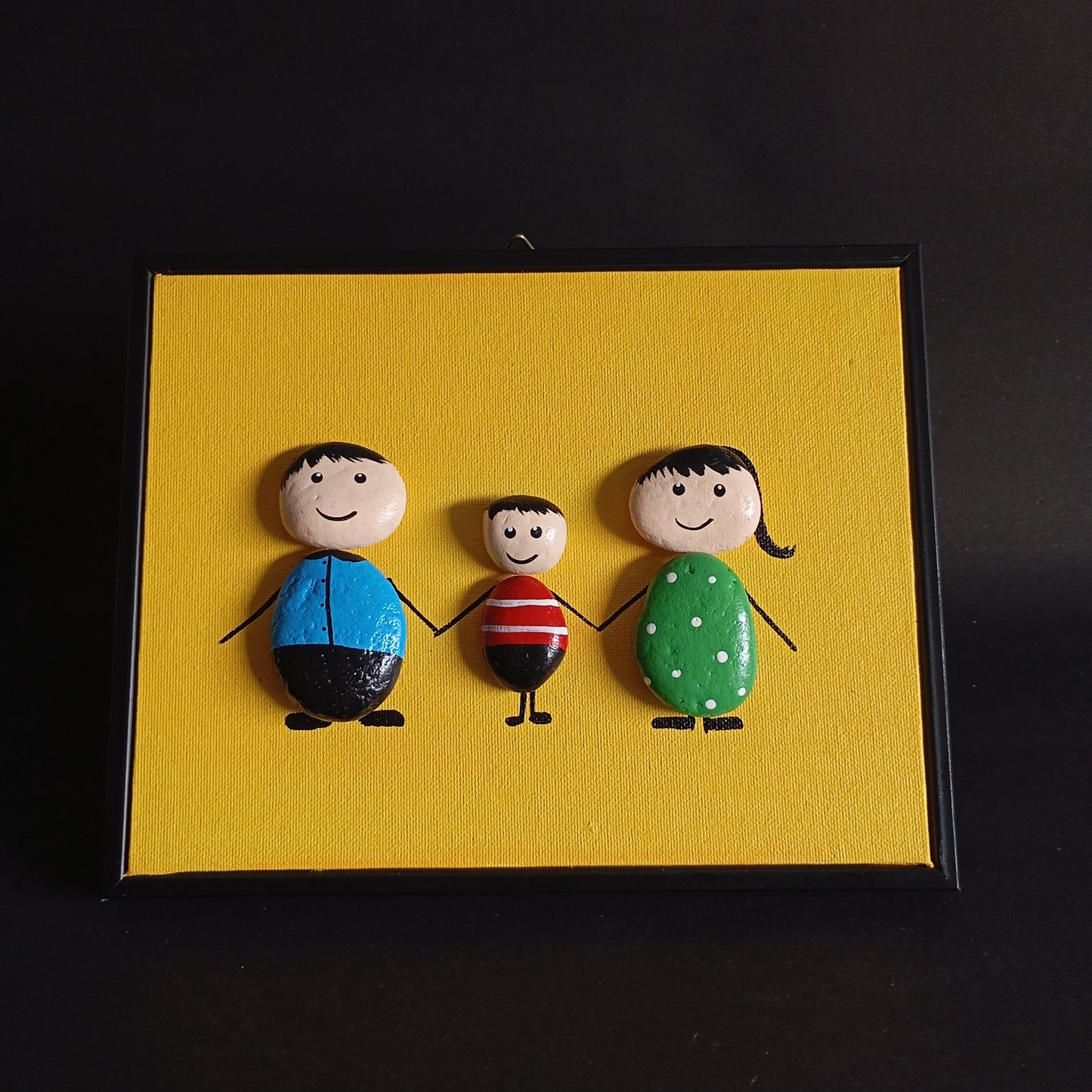Family Boy Pebbles Art Big Frame