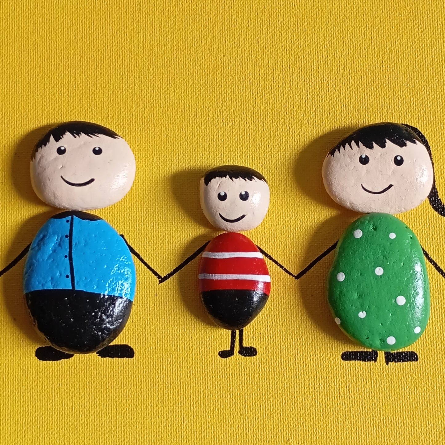 Family Boy Pebbles Art Big Frame