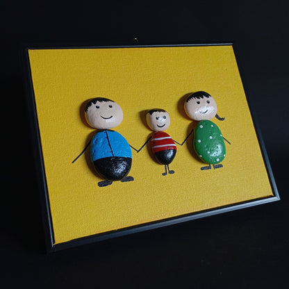 Family Boy Pebbles Art Big Frame