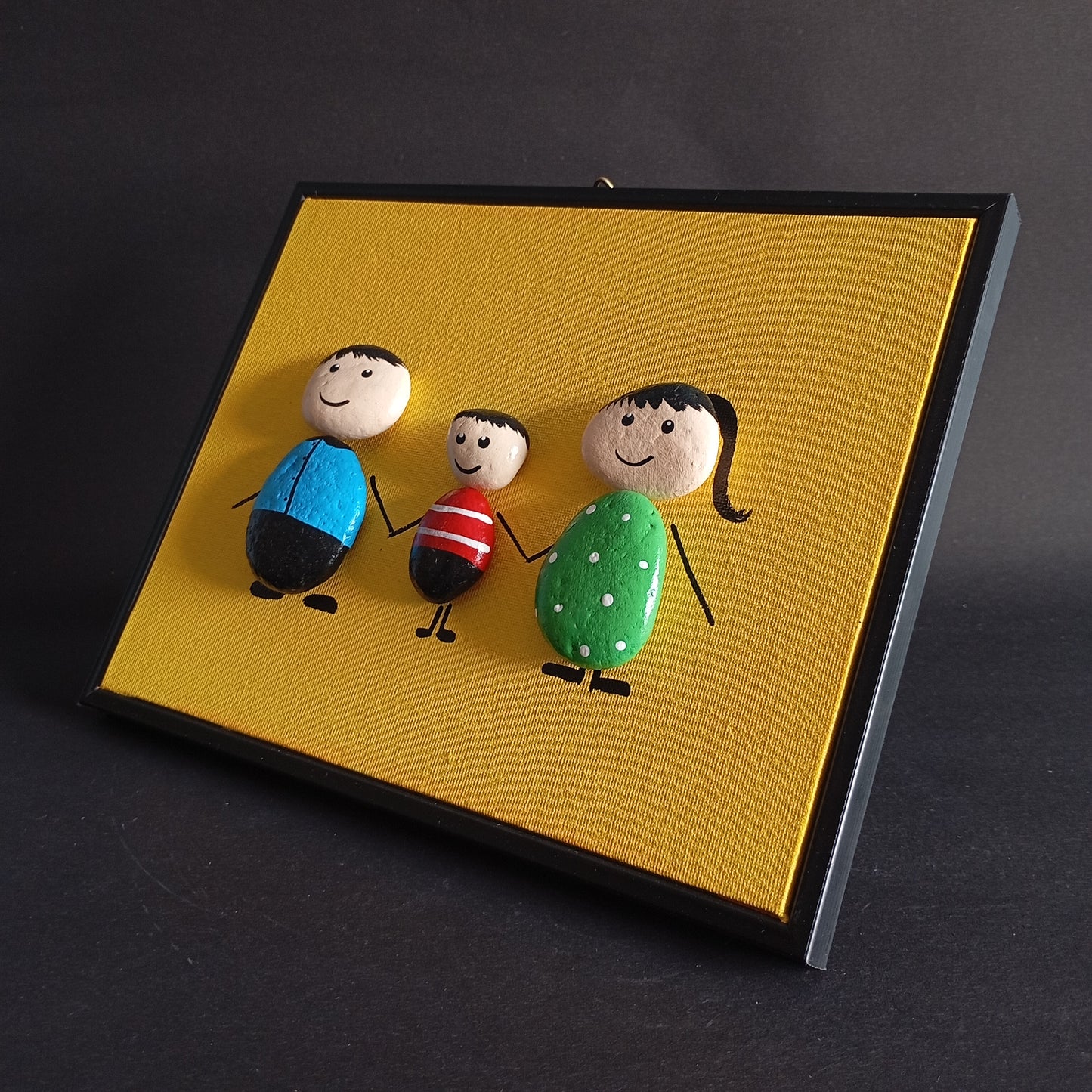 Family Boy Pebbles Art Big Frame