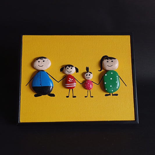 Family (Two Girls) Pebbles Art BIg Frame