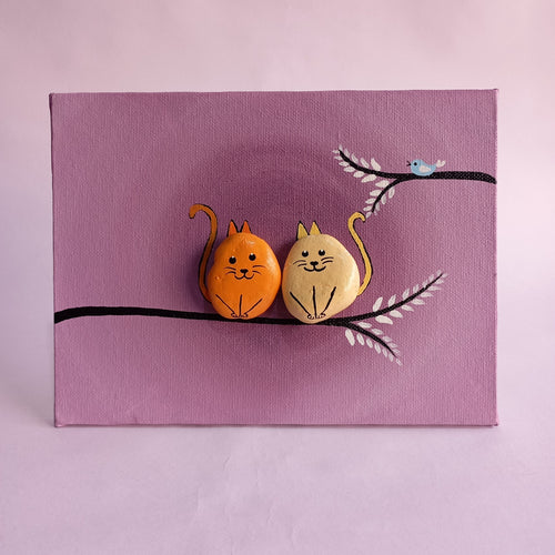 Cat Pebbles Art | 6 × 8 Inches | 100% Handcrafted