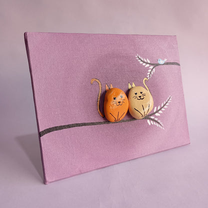 Cat Pebbles Art | 6 × 8 Inches | 100% Handcrafted