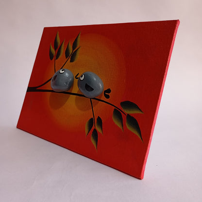 Romantic Love birds at Sunset Pebbles Art