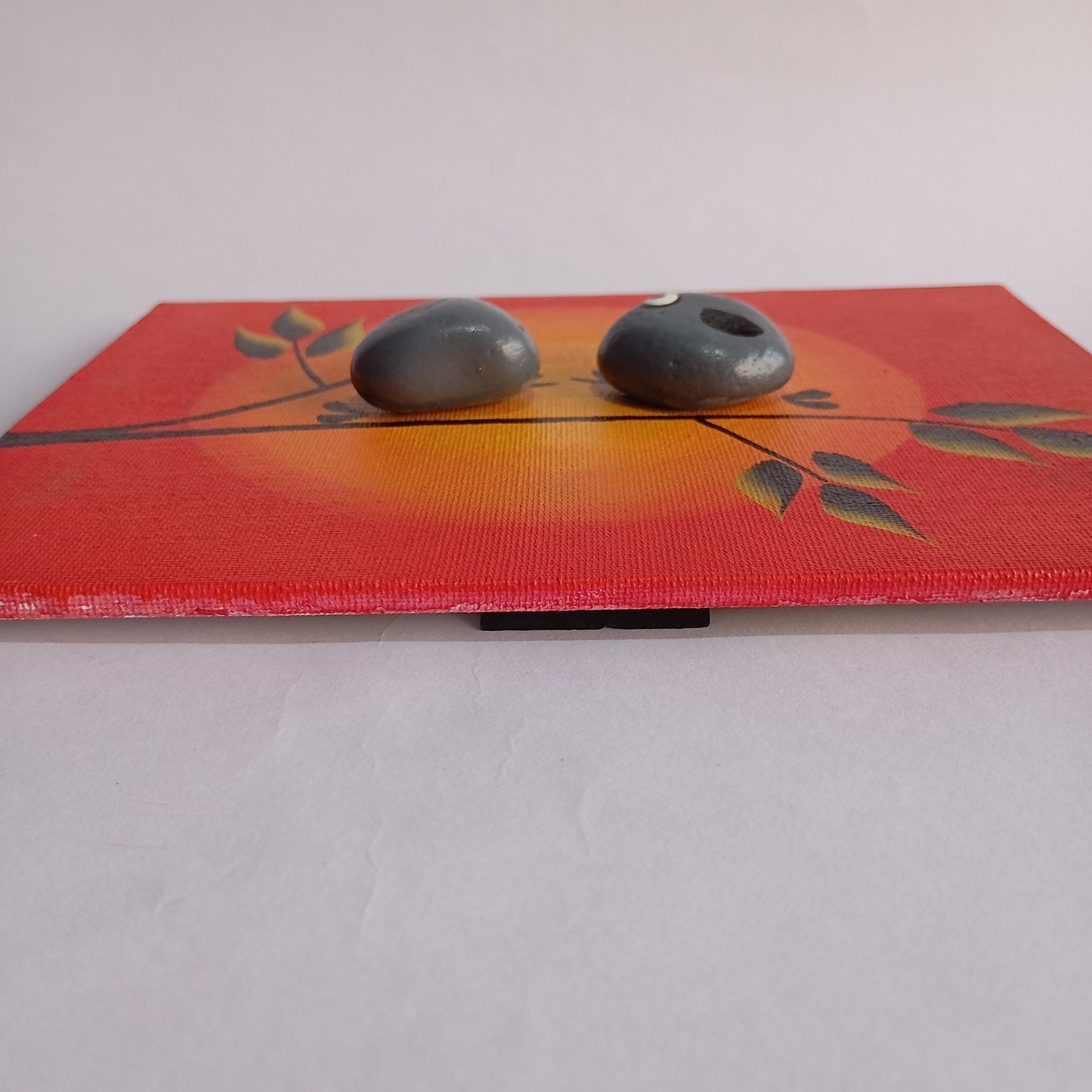 Romantic Love birds at Sunset Pebbles Art
