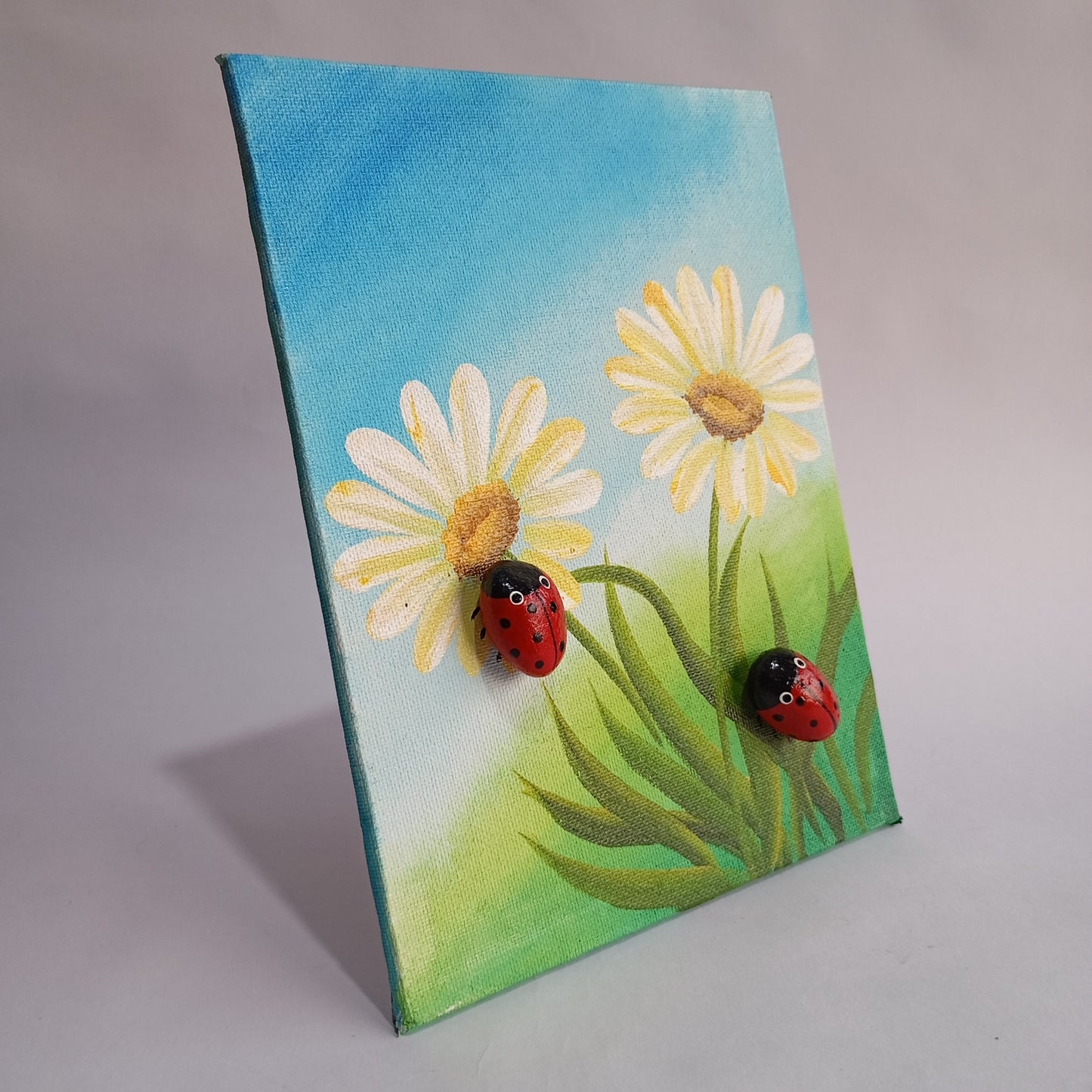Flower & Bugs Pebbles Vertical Art