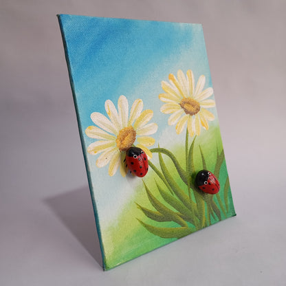 Flower & Bugs Pebbles Vertical Art