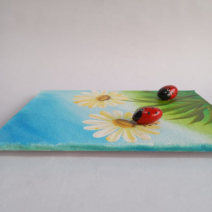 Flower & Bugs Pebbles Vertical Art