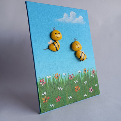 Butterfly Pebbles Vertical Art