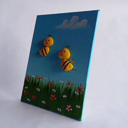 Butterfly Pebbles Vertical Art
