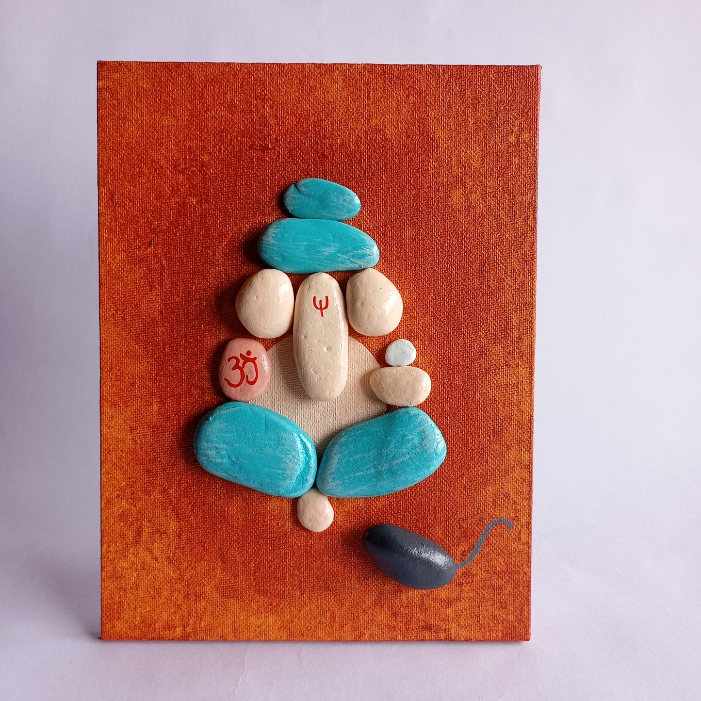 Lord Ganesha Red Pebbles Vertical Art